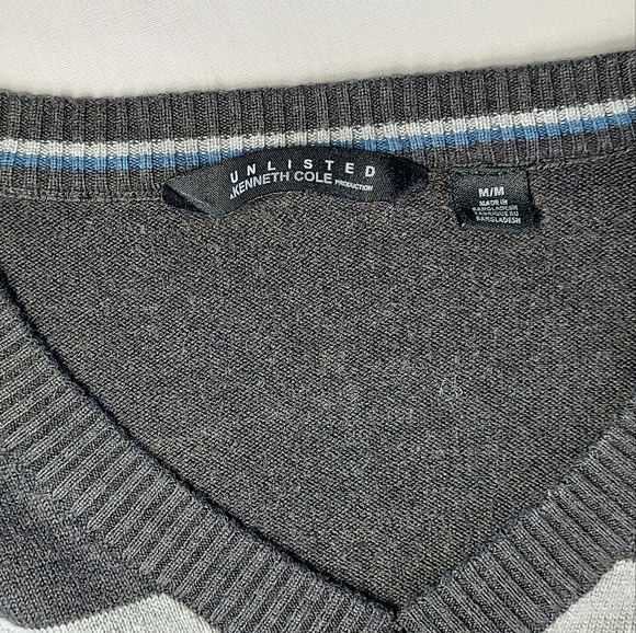 Kenneth Cole Unlisted Striped Y2K V- Neck Lightweight Sweater, Medium - Picture 4 of 11
